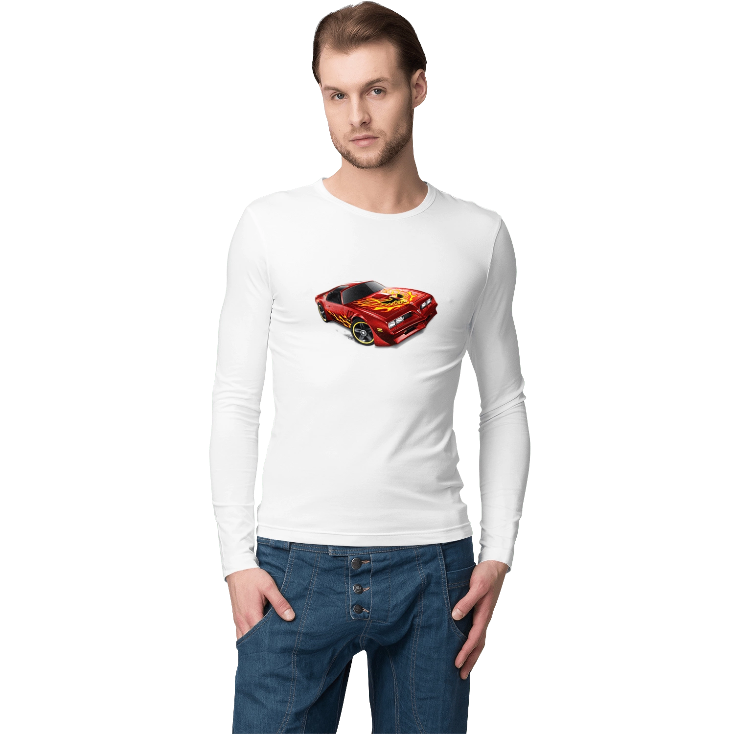 The car is red, high speed