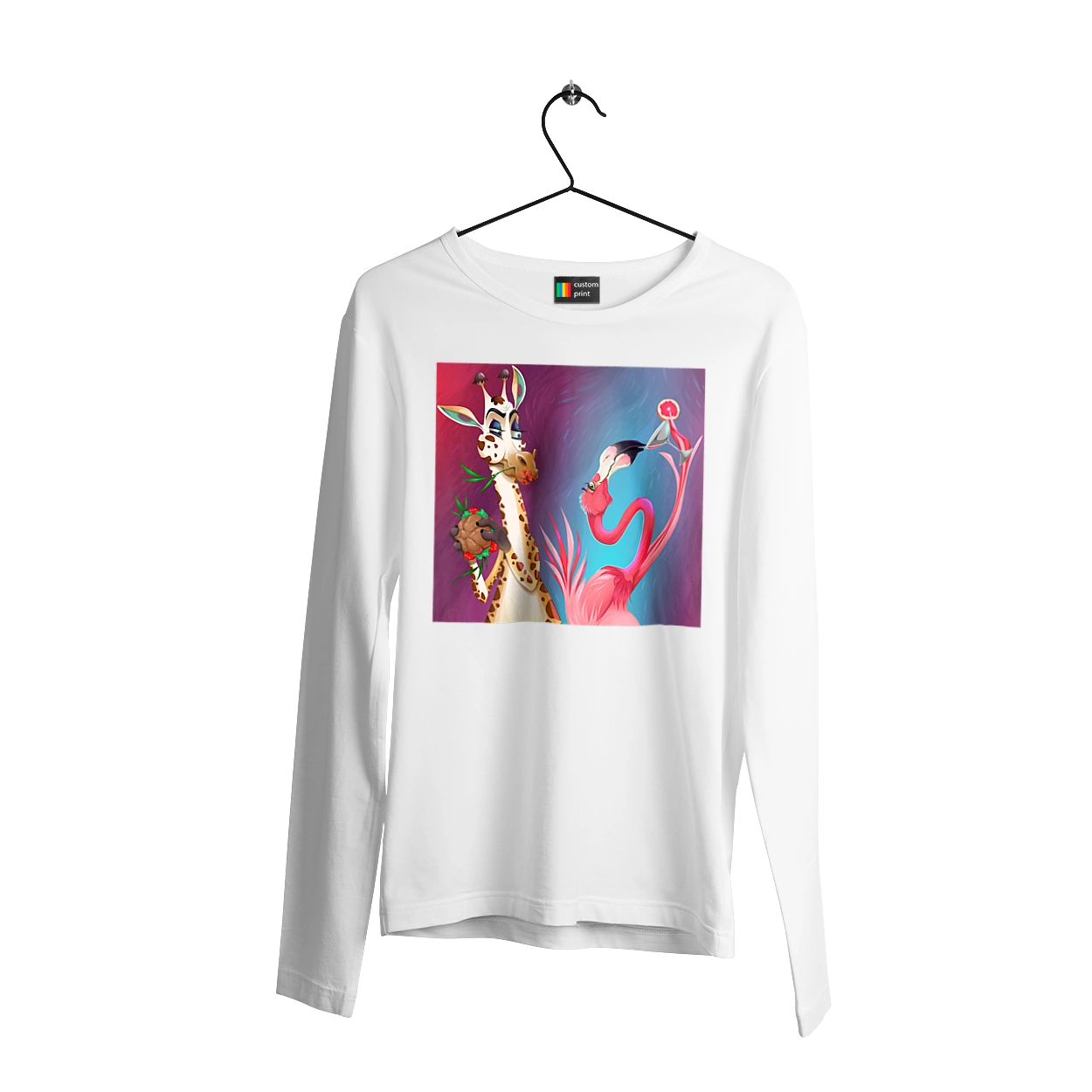 Giraffe And Flamingo At The Party