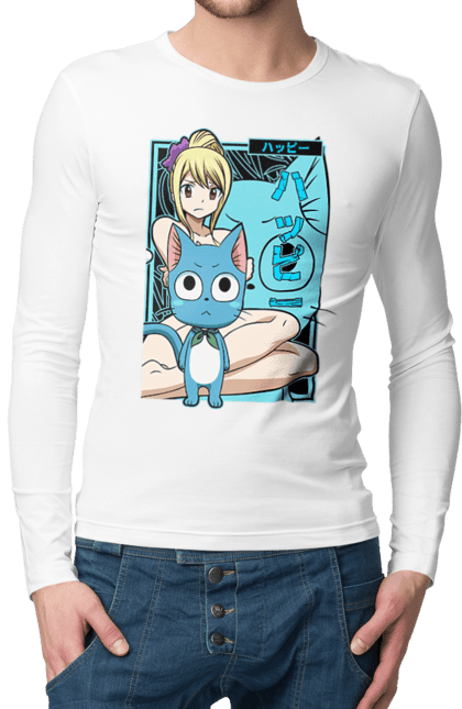 Чоловічій лонгслів з принтом "Хвіст Феї Люсі Хартфілія". Fairy tail, happy, lucy heartfilia, аніме, люсі, люсі хартфілія, манга, хвіст феї, хеппі. 2070702