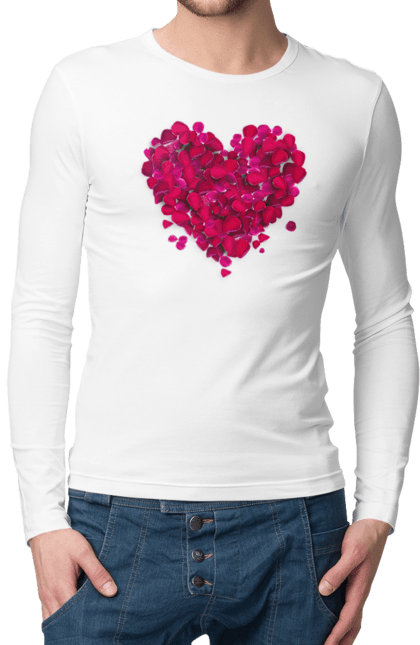 Men`s longsleeve with prints Heart From Rose Petals. Petals, rose flower. 2070702