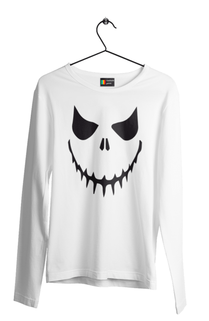 Men's longsleeve with prints Halloween pumpkin face. Costume, halloween, holiday, october, october 31, pumpkin, scary, sweets, trick or treat. 2070702