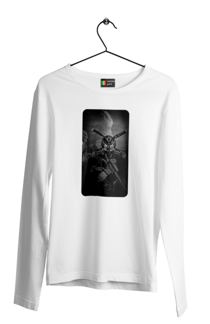 Чоловічий лонгслів з принтом "Слава зсу". Гвинтівка, зброя, літак, перемога, солдат, україна. 2070702