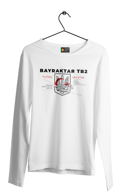 Чоловічий лонгслів з принтом "Bayraktar TB2". Bayraktar, caesar, himars, javelin, nlaw, patriot, weapon, zaluzhny. 2070702