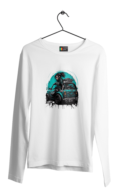 Чоловічий лонгслів з принтом "Кіберпанк дівчина". Арт, графіка, дівчата, ігри, кіберпанк, малюнок. 2070702