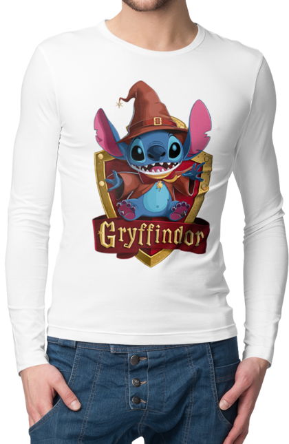 Чоловічій лонгслів з принтом "Стіч Ґрифіндор". Gryffindor, harry potter, hogwarts, stich, гаррі поттер, грифіндор, стіч, факультет, франшиза, хогвартс. 2070702