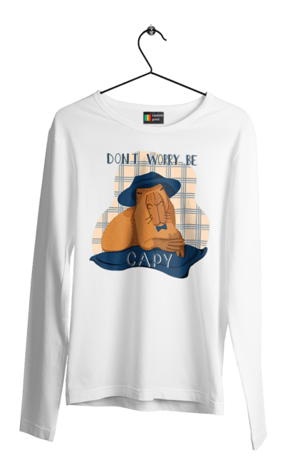 Men's longsleeve with prints Capybara. Animal, capybara, rodent. 2070702