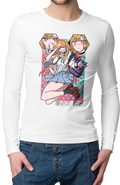 Men's longsleeve with prints My Dress Up Darling. Anime, gyaru, manga, marin kitagawa, marine, my dress-up darling, porcelain doll. 2070702