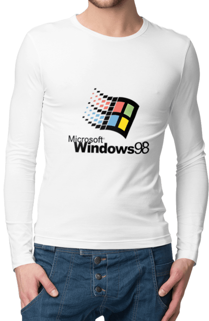 Чоловічий лонгслів з принтом "Windows98". Angular, c, css, html, it, javascript, jquery, php, python, react, svelt, vue, айтишник, айті, гумор, код, кодувати, прогер, програміст, програмісти, ти ж, ти ж програміст, тиж програміст. 2070702