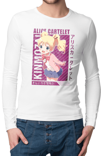 Чоловічій лонгслів з принтом "Золота мозаїка Аліса Картелет". Alice cartelet, anime, kiniro mosaic, kinmoza, manga, аліса, аліса картелет, аніме, золота мозаїка, манга. 2070702