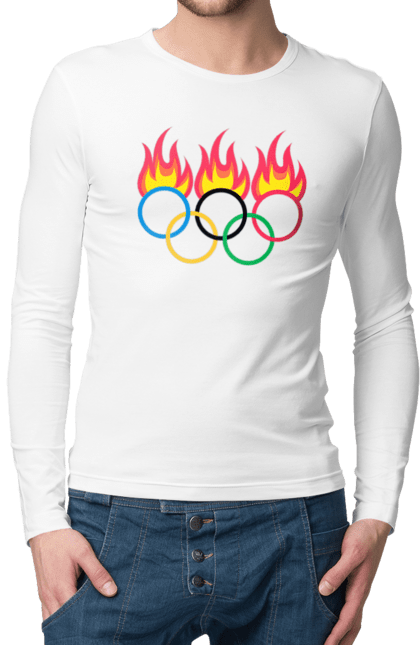 Чоловічій лонгслів з принтом "Олімпійські Ігри Вогонь". Вогонь, олімпійські ігри. CustomPrint.market