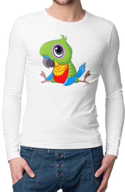Чоловічий лонгслів з принтом "Папужка". Мило, папуга. 2070702