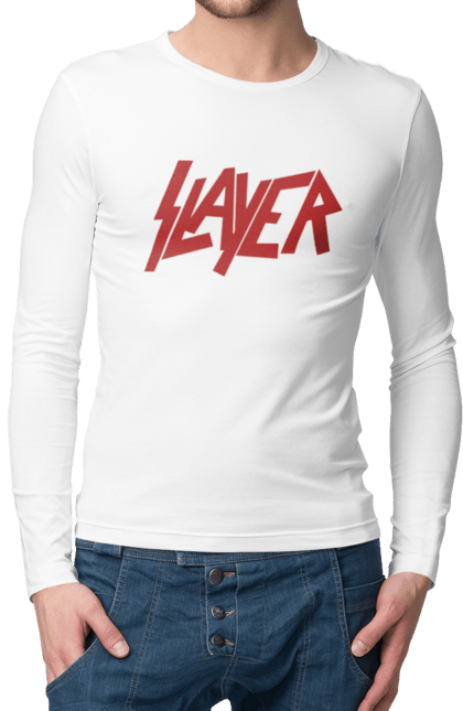 Чоловічій лонгслів з принтом "Slayer". Slayer, грув метал, група, метал група, музика, ню метал, спід метал, треш метал, череп. 2070702