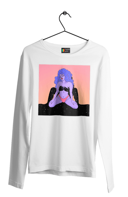 Чоловічий лонгслів з принтом "Фіолетова Дівчина В Трусиках". Інопланетянка, у трусах. 2070702