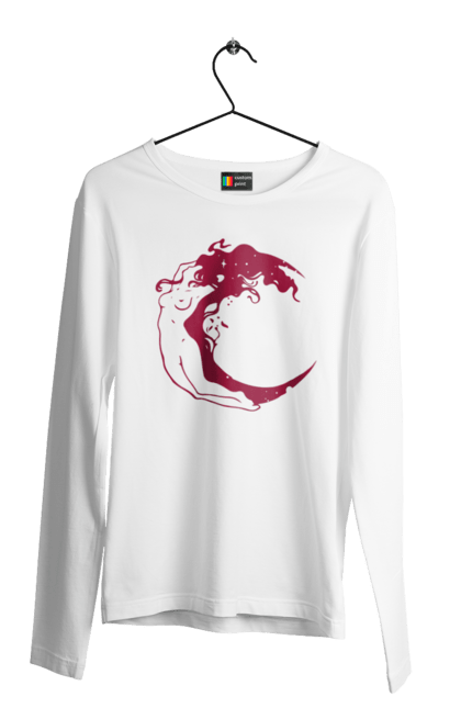Men`s longsleeve with prints Moon girl. Cosmic, girl, moon, space, stars. 2070702