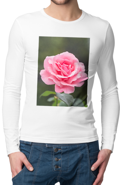 Чоловічій лонгслів з принтом "Троянда". Жіноча, з, красива, троянда, футболка. CustomPrint.market