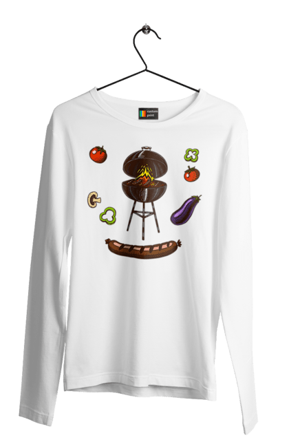 Men`s longsleeve with prints Barbecue Sausage. Barbecue, fry, grill, sausage. 2070702