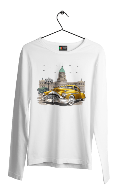 Чоловічий лонгслів з принтом "Автомобіль та архітектура модерн". Автомобіль, архітектура, модерн. 2070702
