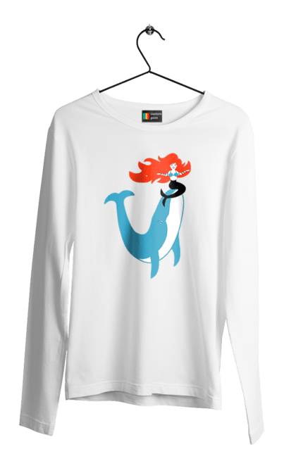 Чоловічий лонгслів з принтом "Русалка І Кит". Кит, море, русалка. 2070702