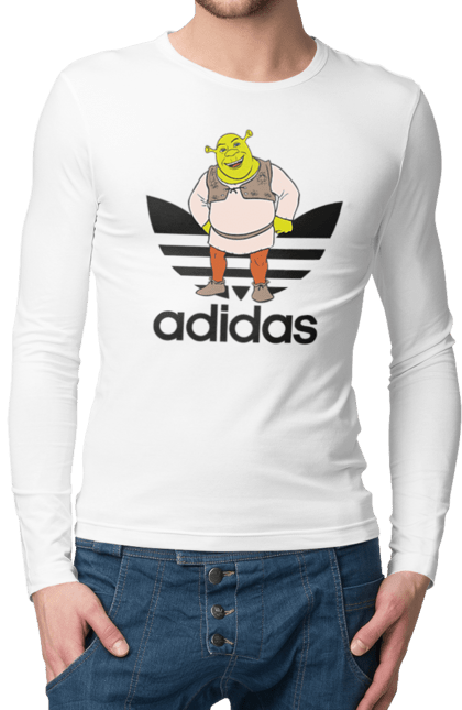 Чоловічій лонгслів з принтом "Adidas Шрек". Adidas, shrek, адідас, мульт, мультфільм, огр, шрек. 2070702