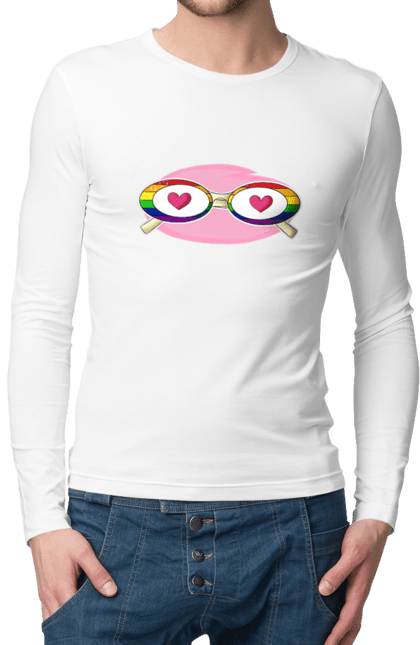 Чоловічій лонгслів з принтом "(Не) рожеві окуляри". Лгбт, літо, любов, окуляри, серце. futbolka.stylus.ua
