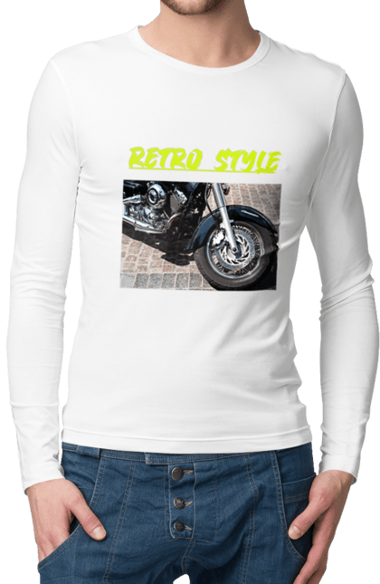 Чоловічий лонгслів з принтом "Мото2". Байк, дорога, мотоцикл, ретро, стиль, швидкість. 2070702