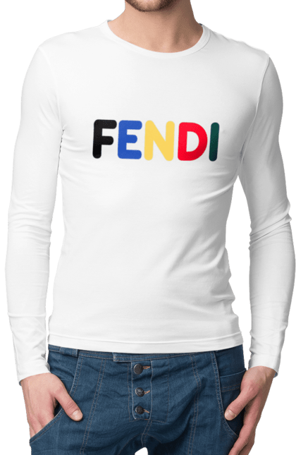 Чоловічій лонгслів з принтом "Fendi". Fendi, lvmh, бренд, будинок моди, італія, люкс, мода, одяг, сумка, фенді. 2070702