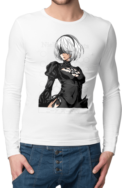 Men's longsleeve with prints Nier: Automata 2B. Character, executioner, game, nier: automata, platinum games, video game, yorha. 2070702