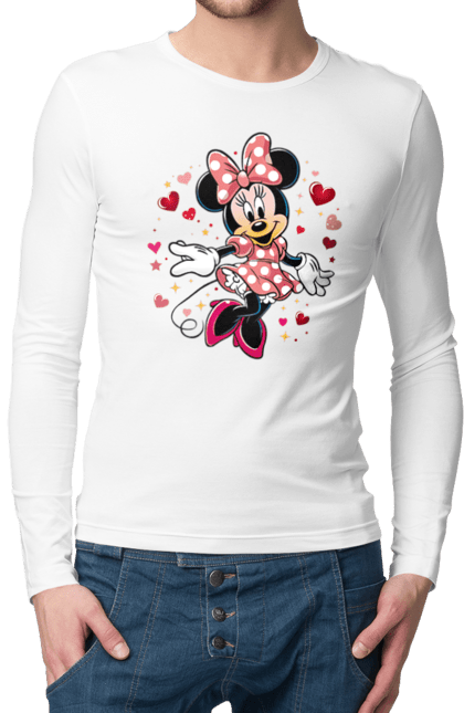 Чоловічій лонгслів з принтом "Мінні Маус". Mickey mouse, minnie mouse, дісней, для дівчат, міккі, міккі маус, мінні маус, мультфільм. 2070702