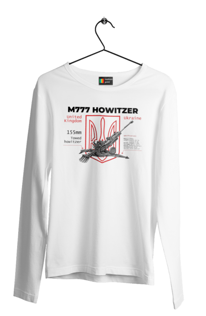 Чоловічий лонгслів з принтом "155 мм гаубиця M777". Archer, bayraktar, himars, javelin, m777, patriot, weapon, zaluzhny, гаубиця. 2070702