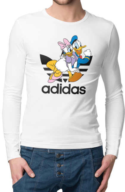 Чоловічій лонгслів з принтом "Adidas Дональд Дак". Adidas, daisy duck, donald duck, адідас, дейзі дак, дональд дак, мультсеріал, мультфільм. 2070702