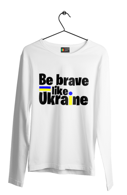 Чоловічий лонгслів з принтом "Хоробрий як Україна". Війна, написи, патріотам, україна, хоробрість. 2070702