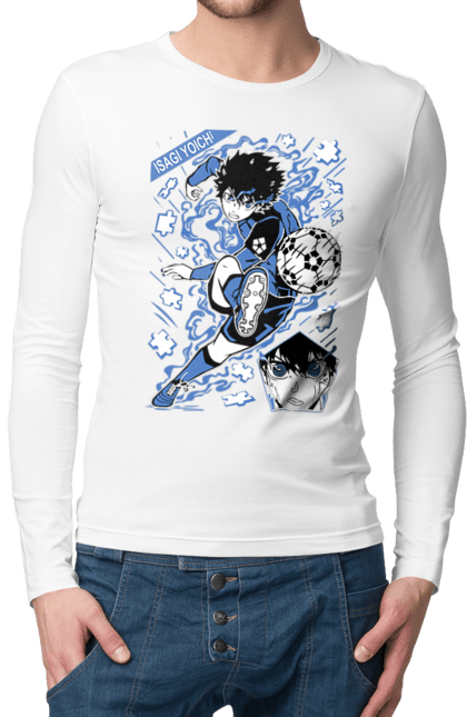 Men's longsleeve with prints Blue Lock Isagi Yoichi. Anime, blue lock, blue prison, manga, sport, sports anime, yoichi isagi. 2070702