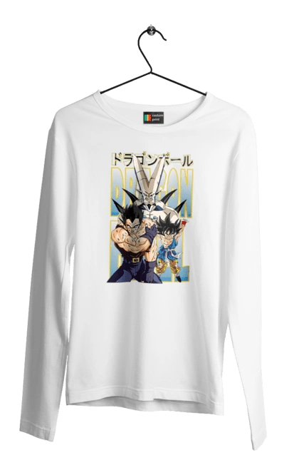 Мужской лонгслив с принтом Жемчуг дракона. Anime, dragon ball, goku, manga, vegeta, аниме, вегета, гоку, жемчуг дракона, манга. 2070702