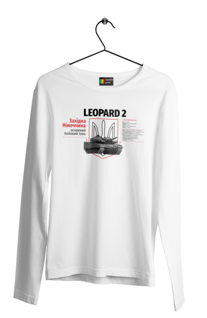 Чоловічий лонгслів з принтом "Leopard 2". Leopard 2, залужний, зброя, танк. 2070702