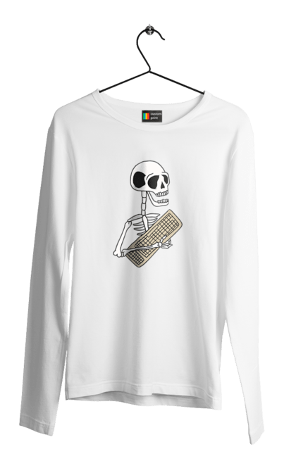 Чоловічий лонгслів з принтом "Вічний кодер". Ай ті, айтішник, бінарний, код, програміст, розробник, хакер. 2070702