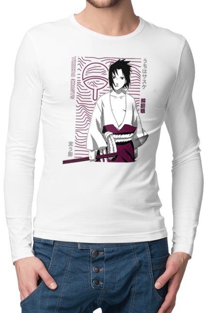 Men's longsleeve with prints Naruto Sasuke Uchiha. Anime, manga, naruto, sasuke, sasuke uchiha, team 7, team number 7, uchiha. 2070702