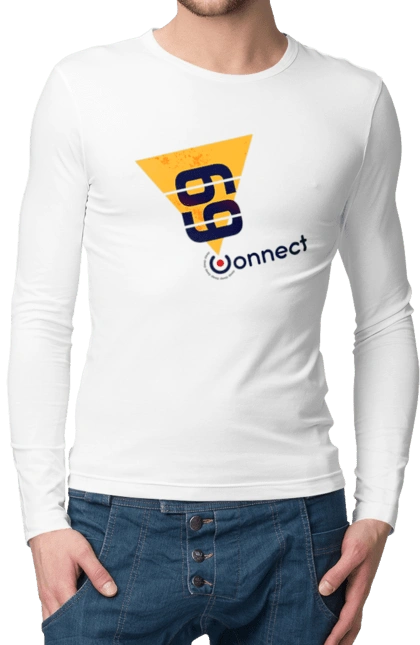 Чоловічий лонгслів з принтом "69  є контакт". Жарт, контакт, прикол, секс. 2070702