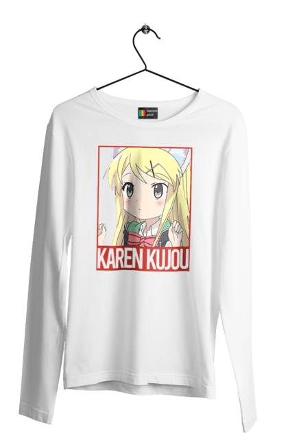 Мужской лонгслив с принтом Золотая мозаика Карен Кудзё. Anime, karen kujo, kiniro mosaic, kinmoza, manga, аниме, золотая мозаика, карен, карен кудзё, манга. 2070702