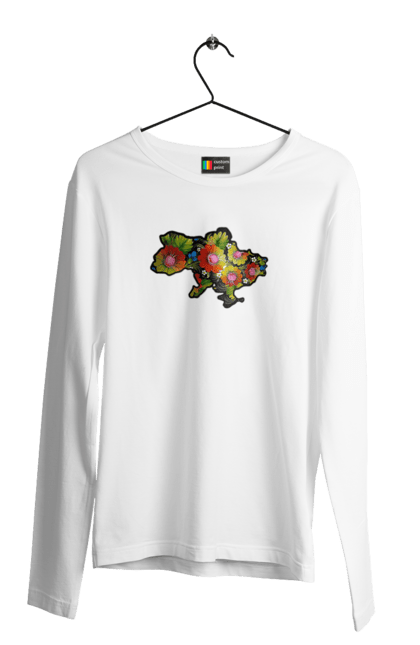 Чоловічий лонгслів з принтом "Справжня Україна". Барви, квіти, кольрі, краса, лепестки, листя, настрій, справжня україна. 2070702