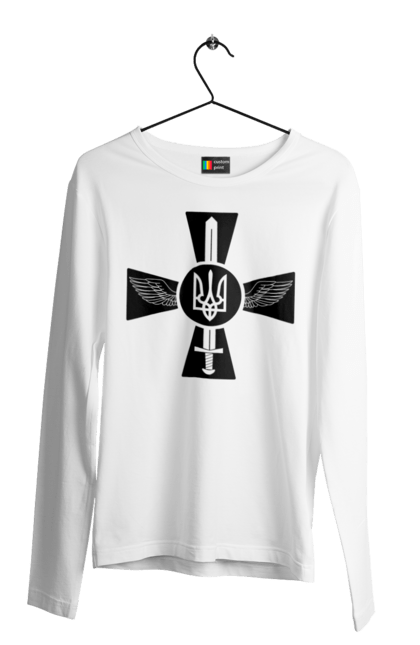 Men`s longsleeve with prints Ukraine coat of arms. Coat of arms, sword, ukraine, wings. 2070702