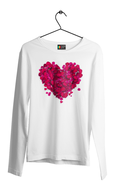 Men`s longsleeve with prints Heart From Rose Petals. Petals, rose flower. 2070702