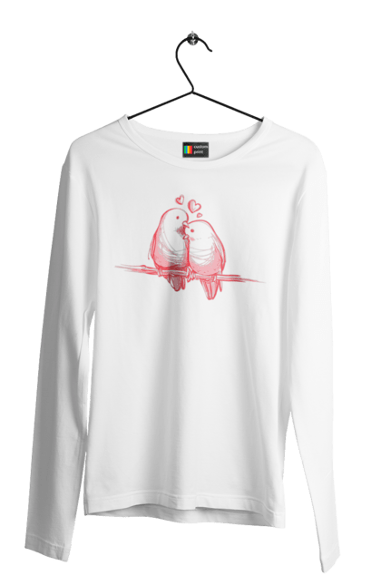 Men`s longsleeve with prints Parrots In Love. Lovers, parrots. 2070702
