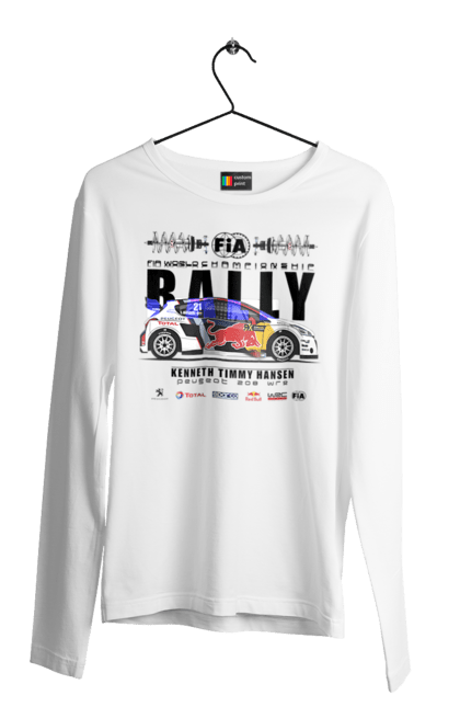 Чоловічій лонгслів з принтом "Red Bull Rally". Rally, red bull, авто, автомобіль, гонка, ралі, ред булл, редбул, спорт. 2070702