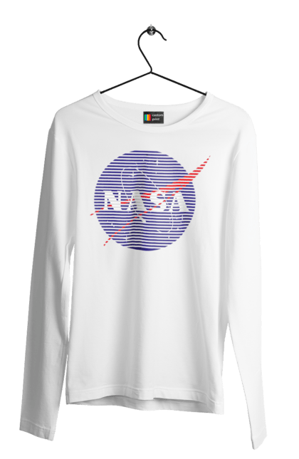 Men's longsleeve with prints NASA. Aeronautics, astronautics, aviation, nasa, research, rocket, science, space, technologies, usa. 2070702