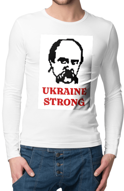 Мужской лонгслив с принтом Тарас Шевченко. Бавовна, війна, герб, доброго вечора, зсу, прапор україни, русский военный корабль, тарас, тарас шевченко, шевченко. 2070702