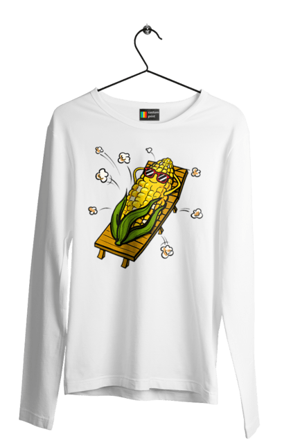 Men`s longsleeve with prints Corn Suns On A Lounger. Corn, lounger, popcorn. 2070702