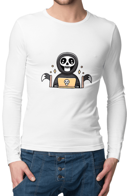 Men`s longsleeve with prints Dark rozrobnik programmer. Ah ti, brain, bug, computer, de bug, death, gamer, geek, gras in squid, hik, laptop, linux, php, prank, programmer, rosrobnik, smishne, smіkh. 2070702