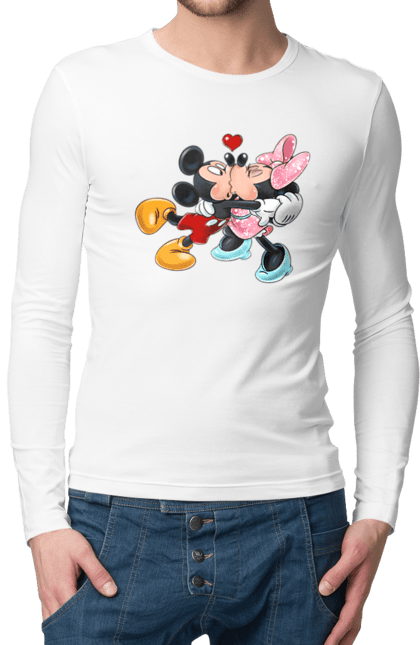 Чоловічій лонгслів з принтом "Міккі Маус та Мінні Маус". Mickey mouse, minnie mouse, дісней, міккі, міккі маус, мінні маус, мультфільм. 2070702