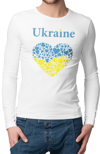 Чоловічий лонгслів з принтом "Ukraine Heart". Прапор, серце, україна. 2070702