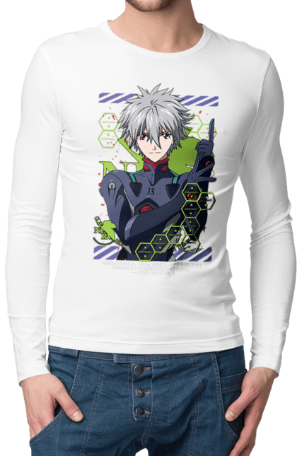 Men's longsleeve with prints Evangelion Kaworu. Anime, evangelion, eve, kaworu, kaworu nagisa, manga, neon genesis evangelion, nerve, tv series. 2070702